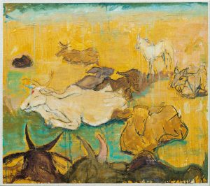 Birute Lemke Stray cows 2020 oil on canvas glued on linen 86x96