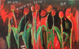 Birute Lemke Tulips Fourth 2021 oil in canvas 62x100cm