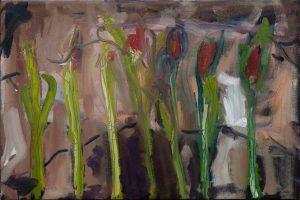Birute Lemke Tulips Second 2021 oil in canvas 32x48cm