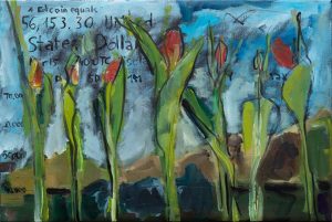 Birute Lemke Tulips First 2021 oil in canvas 32x48cm