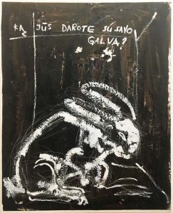 Birute Lemke 2020 The Third Rabbit, oil on canvas glued on linen, 100 x 80 cm